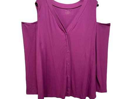 Ribbed Top Long Sleeve By Lane Bryant In Purple, Size: 26 on Sale