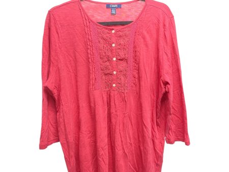 Top 3 4 Sleeve By Chaps In Pink, Size: 2x Hot on Sale