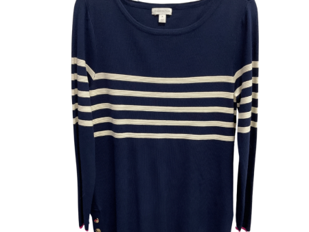 Tunic Long Sleeve By Charter Club In Blue & White, Size: M on Sale