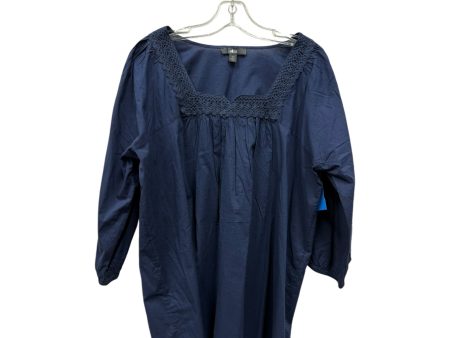 Top 3 4 Sleeve By Ellos In Blue, Size:M Hot on Sale