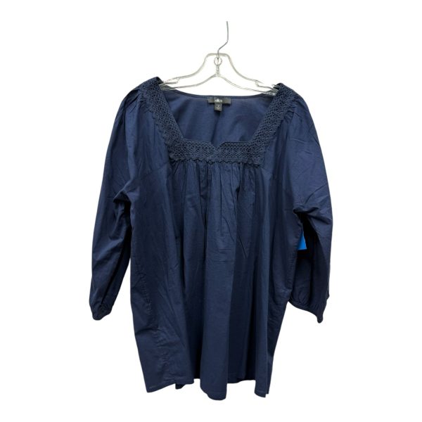 Top 3 4 Sleeve By Ellos In Blue, Size:M Hot on Sale