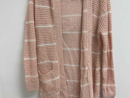 Cardigan By Clothes Mentor In Pink & White, Size: S Discount