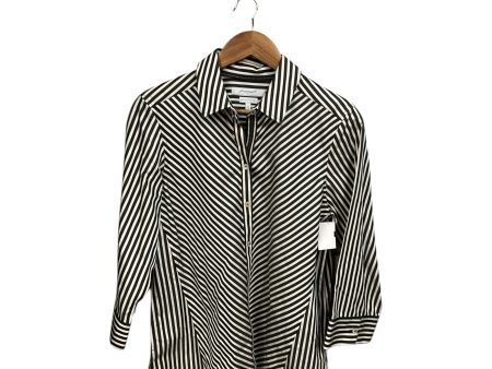 Blouse 3 4 Sleeve By Foxcroft In Striped Pattern, Size: L on Sale