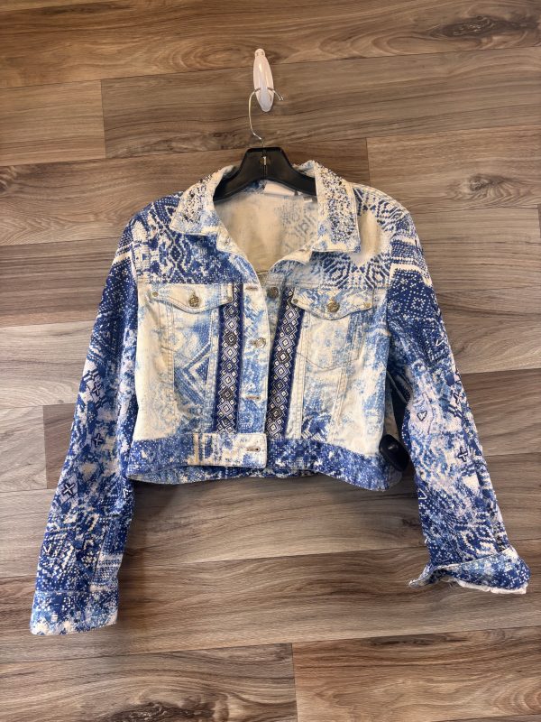 Jacket Denim By Chicos In Blue & White, Size: M Cheap