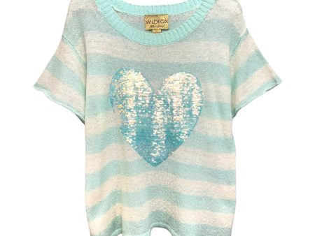 Sequin Heart Sweater Short Sleeve By Wildfox In Striped Pattern, Size: S For Discount