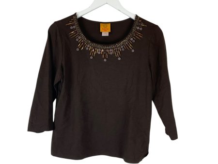 Top Long Sleeve By Ruby Rd In Brown, Size: Mp Supply