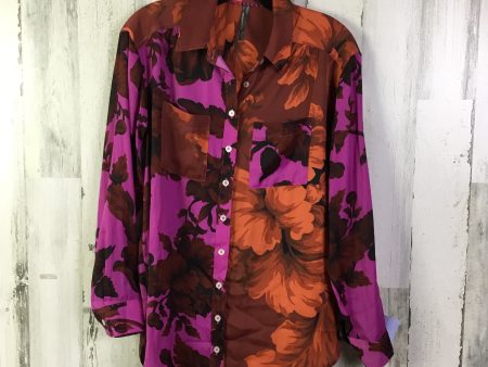 Blouse Long Sleeve By Anthropologie In Orange & Pink, Size: Xs For Cheap