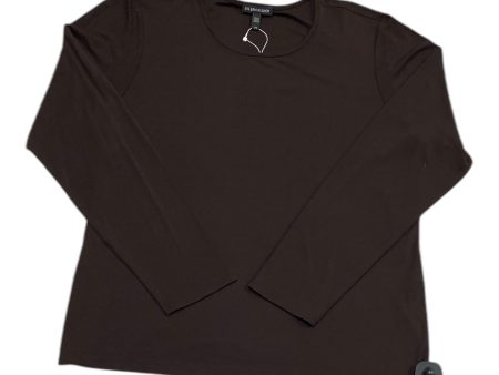 Top Long Sleeve Designer By Eileen Fisher In Brown, Size: L on Sale