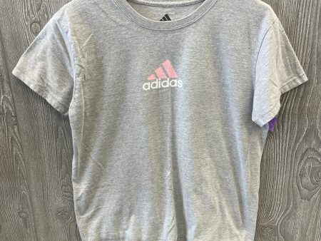 Athletic Top Short Sleeve By Adidas In Grey, Size: L Online Sale